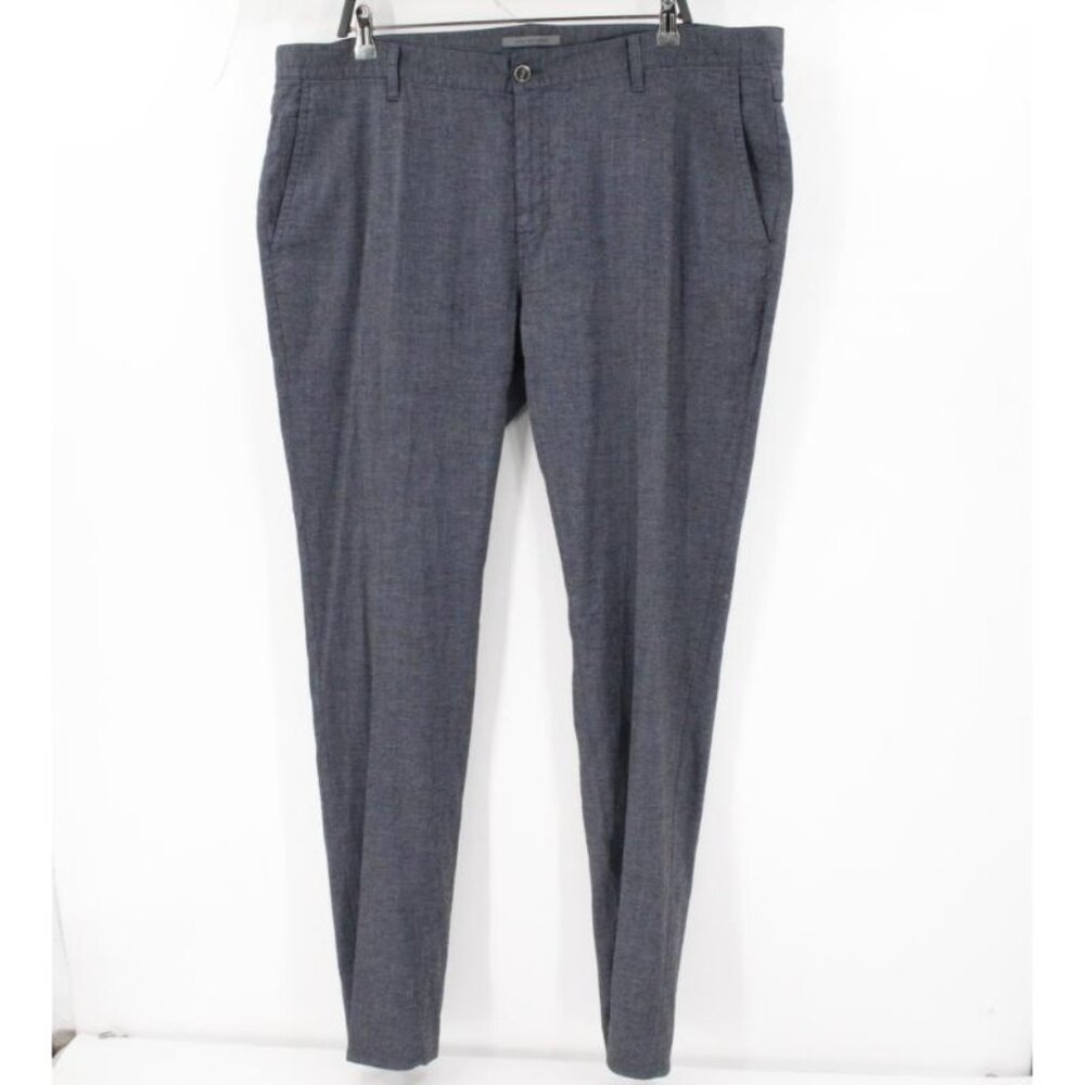 John Varvatos pants men's 40 L33.5 chino‎ flat front linen viscose blend blue